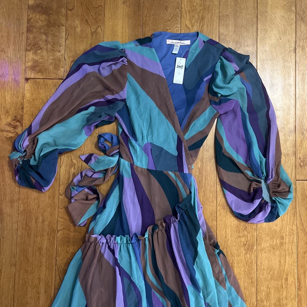 Anthropologie Hutch Abstract Wrap Maxi Dress XS Boho Wedding Guest Formal Event - Picture 4 of 15